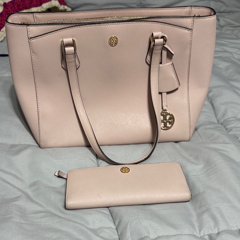 Elegant Pink Tote Bag and Wallet Set